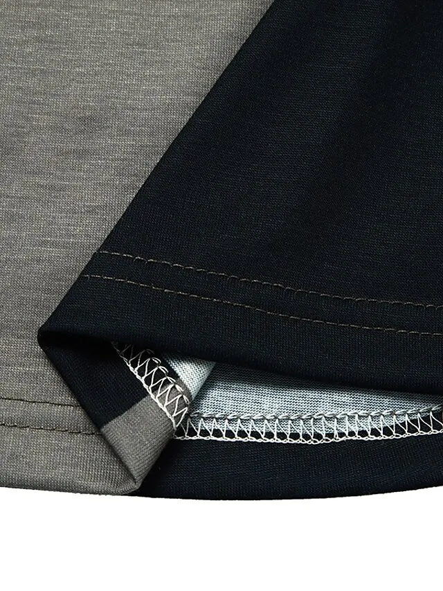 Women‘s T Shirt Dress Tee Dress Mini Dress Black Half Sleeve Color Block Patchwork Print Summer Spring V Neck Vacation Casual 2023 S M L XL XXL 3XL