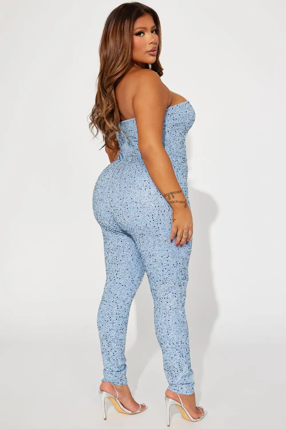 Attracted To You Embellished Jumpsuit - Light Blue