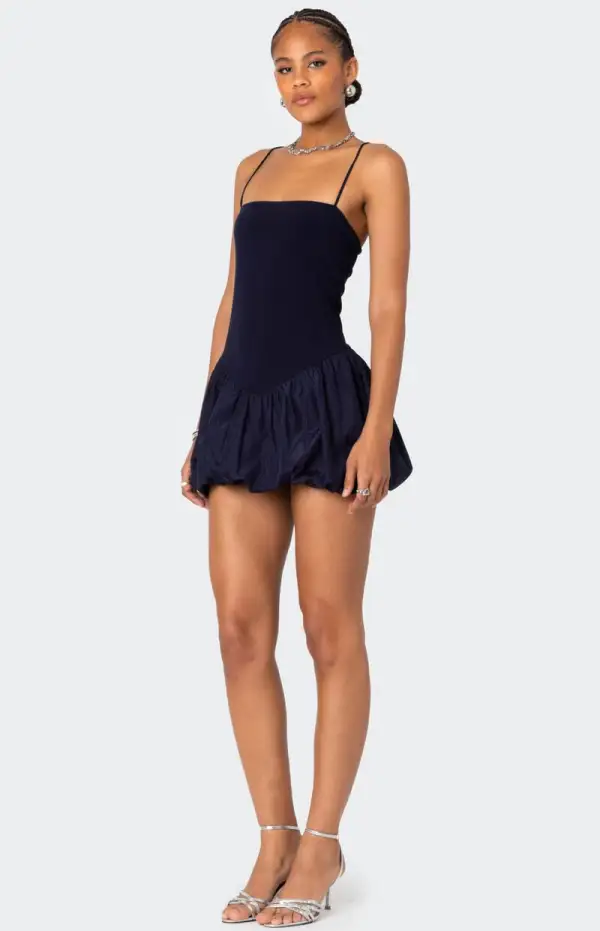 Edikted Ribbed Bubble Skirt Mini Dress