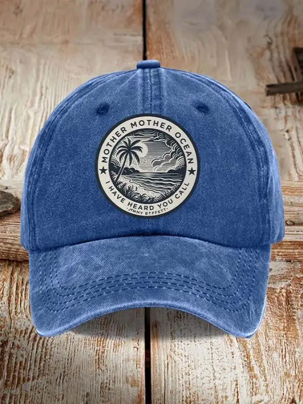 Retro Mother, Mother Ocean, I Have Heard You Call Print Baseball Cap