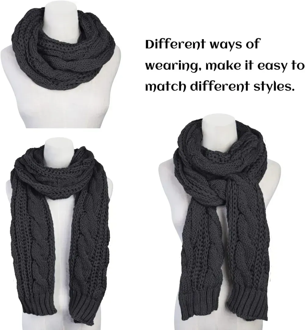 Women And Mens Winter Thick Cable Knit Wrap Chunky Long Warm Scarf