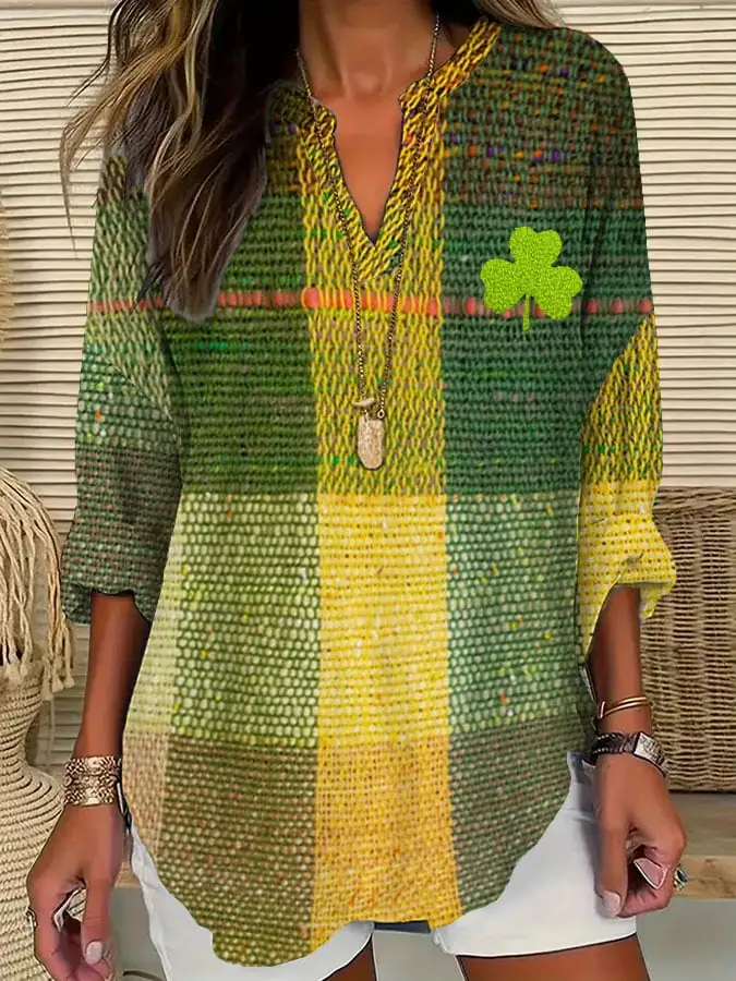 Women's St. Patrick's Day Check Print Top