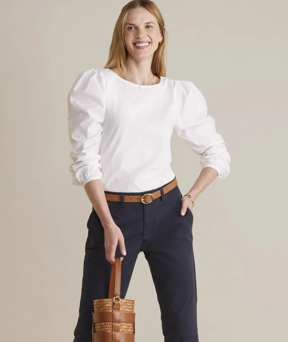 Poplin Puff-Sleeve Top