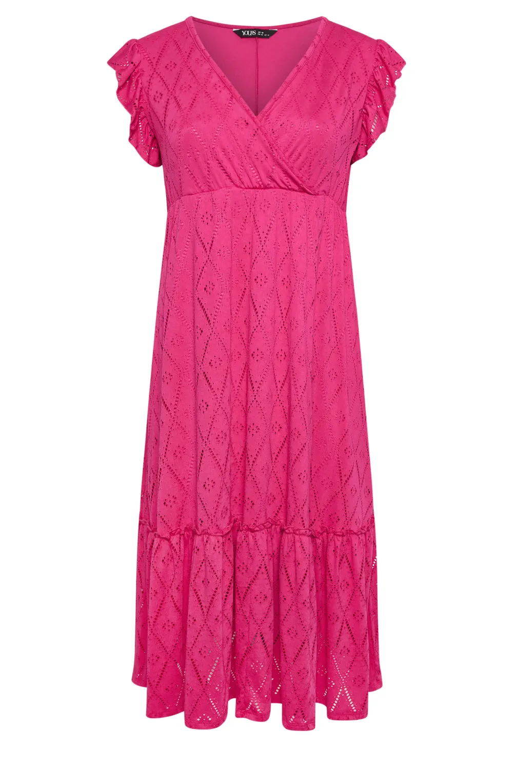 YOURS Curve Pink Broderie Anglaise Midaxi Dress