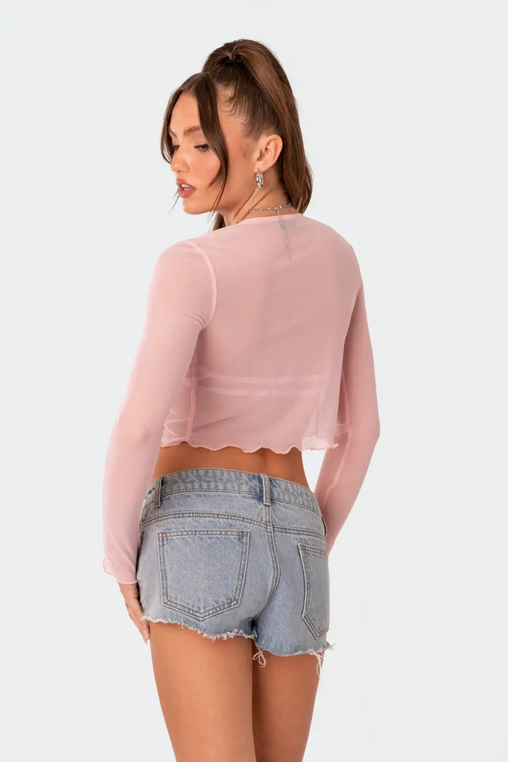 Tie Front Cupped Mesh Top