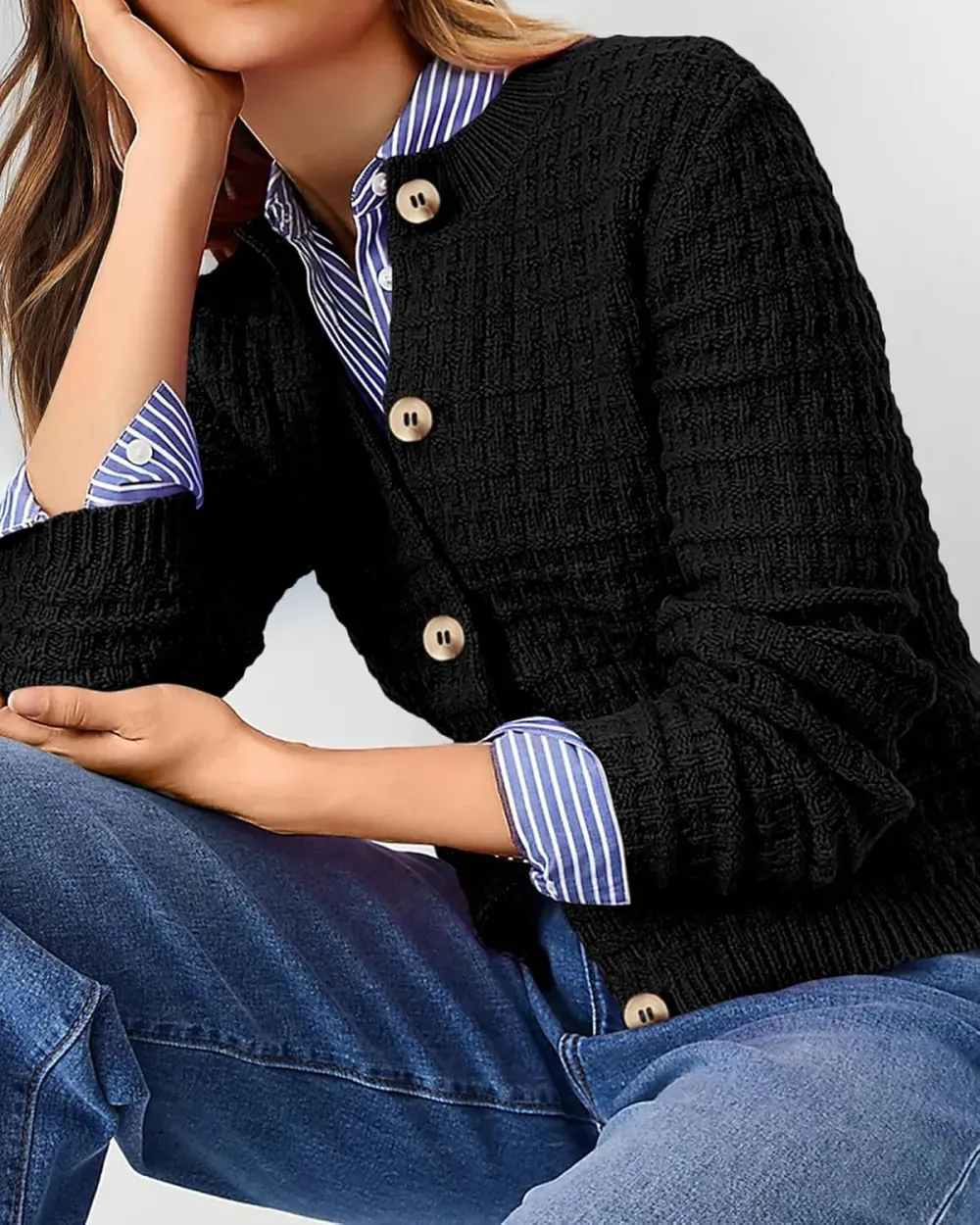Women's Knit Cardigan Sweaters Casual Long Sleeve Open Front Button Down Trendy Jackets Outerwear