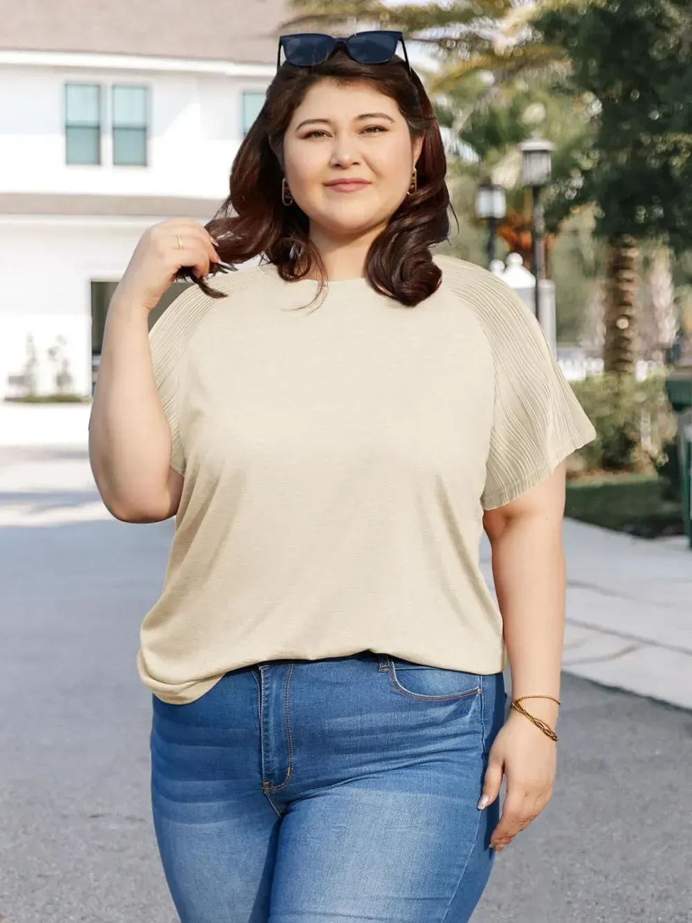 HDLTE Womens Plus Size Tops Floral Bell Sleeves Blouses Summer Crewneck Tunic Loose Casual T Shirts