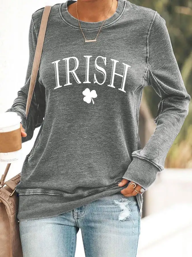 Women's St. Patrick's Day Irish Clover Print Sweatshirt
