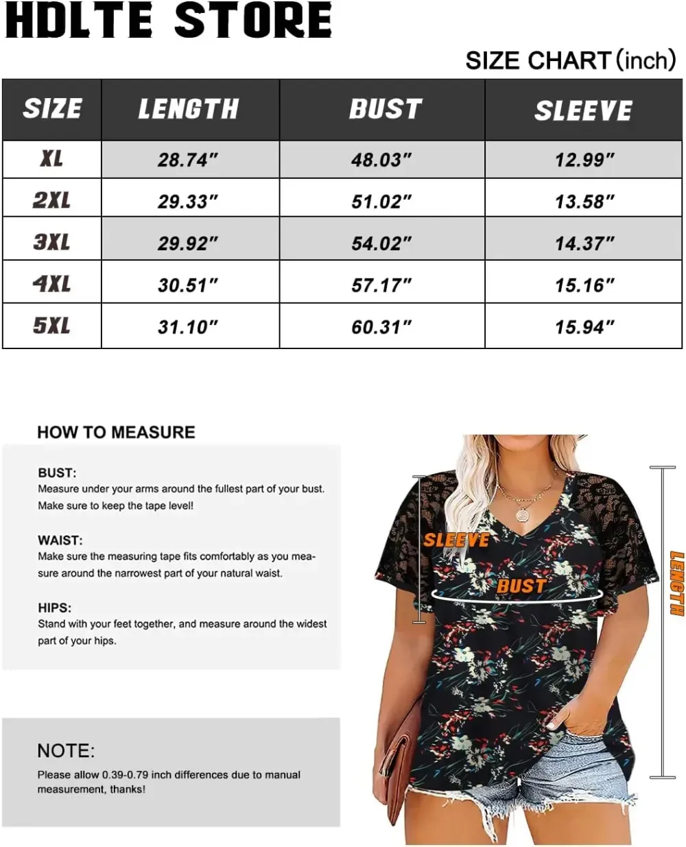 HDLTE Womens Plus Size Tops Floral Bell Sleeves Blouses Summer Crewneck Tunic Loose Casual T Shirts