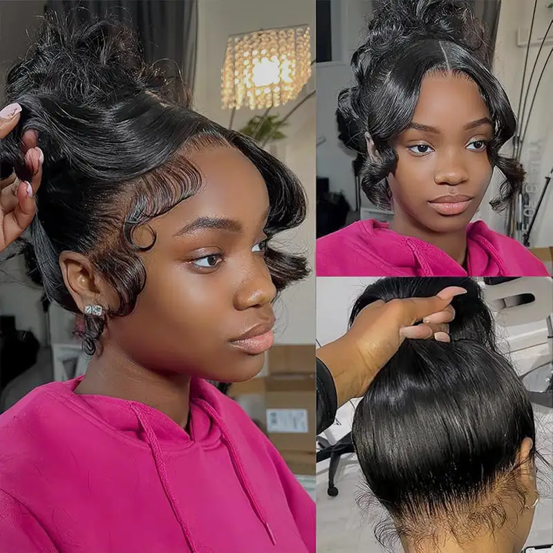 #1 Jet Black Full Lace Wig 180% Density Transparent Lace 100% Virgin Human Hair Wig