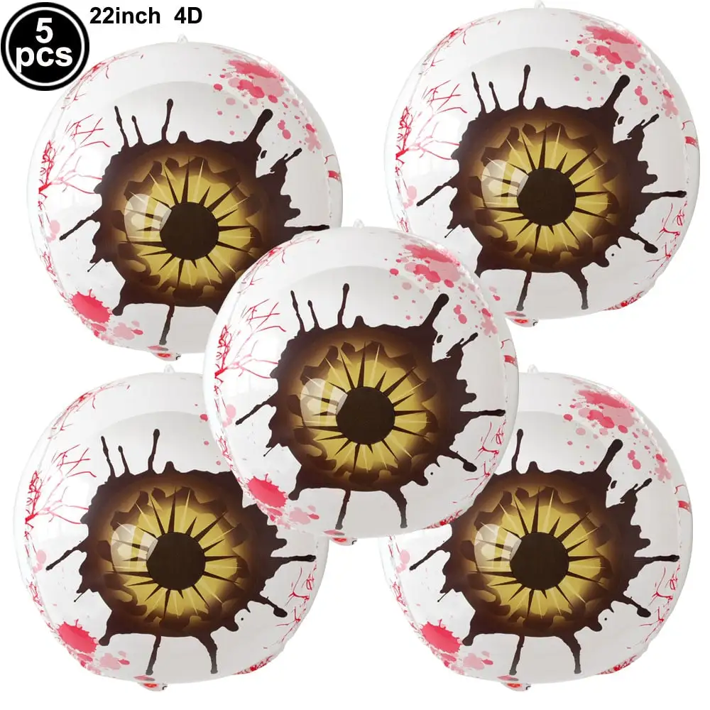 4D 22inch Halloween Foil Inflatable Eyeball Decoration Spooky Halloween Party Supplies Eyeball Balloons Halloween Home Decors