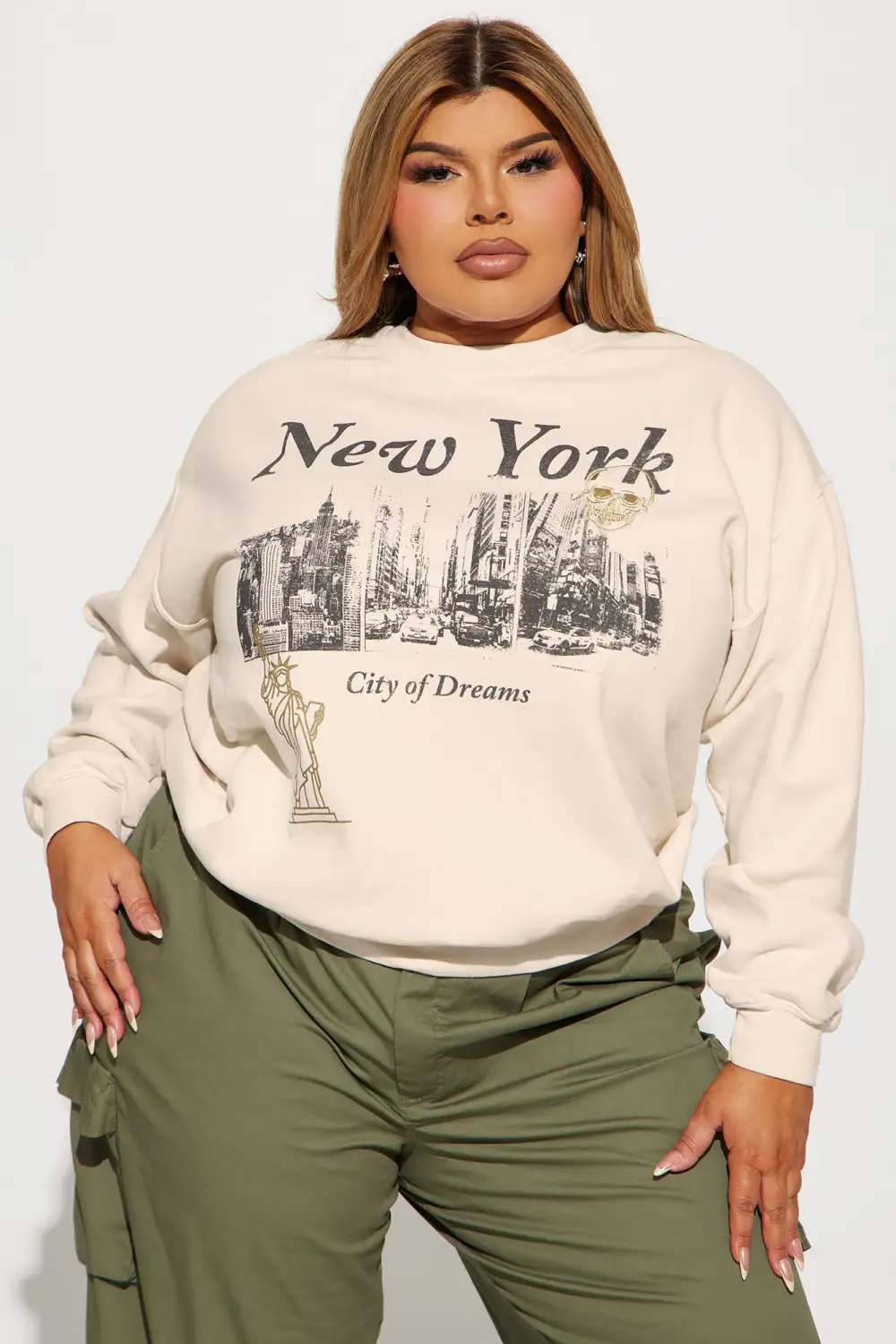 New York City Of Dreams Washed Sweatshirt - Natural/Combo