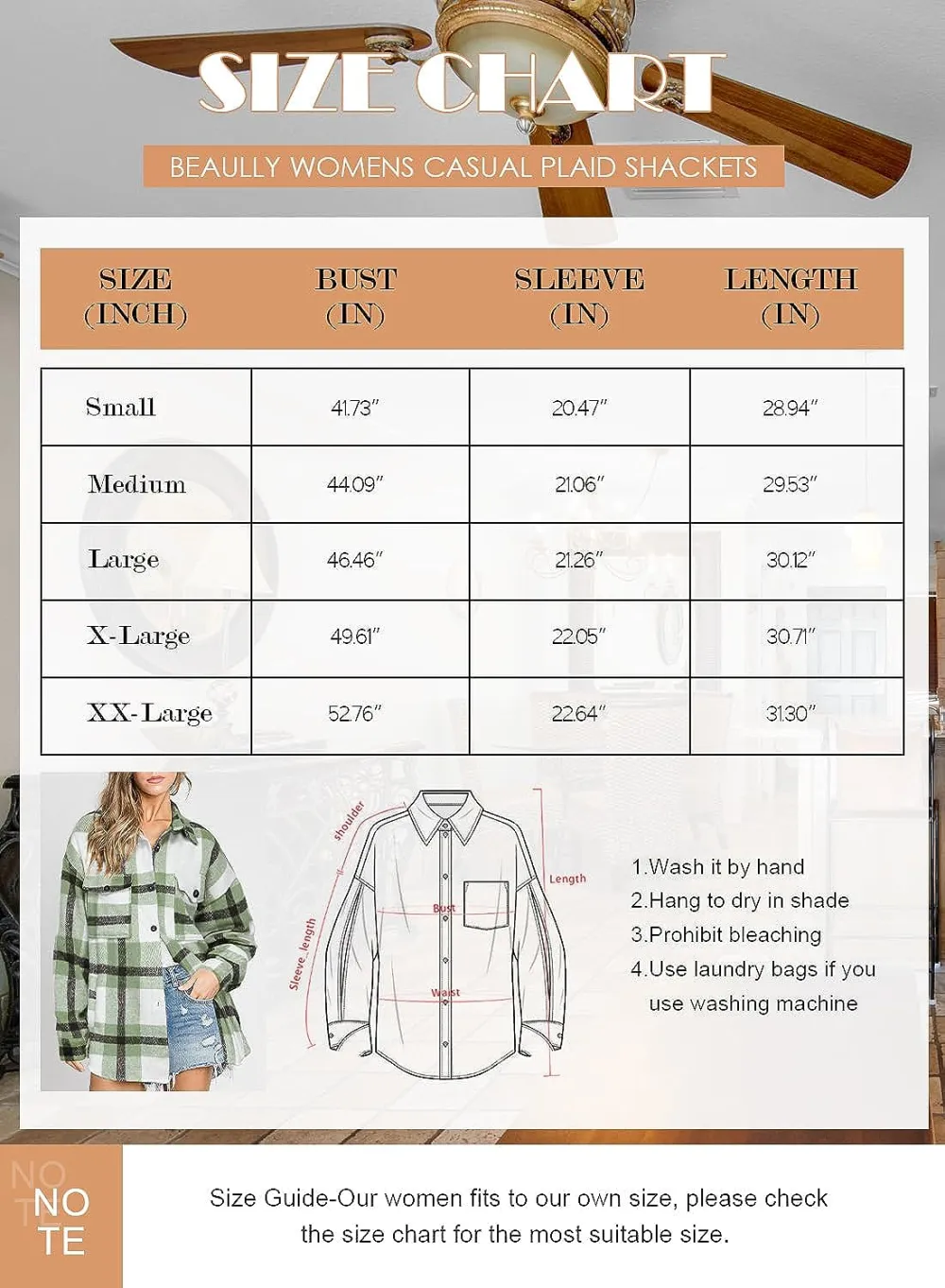 Women's Flannel Plaid Shacket Long Sleeve Button Down Chest Pocketed Shirts Jacket Coats