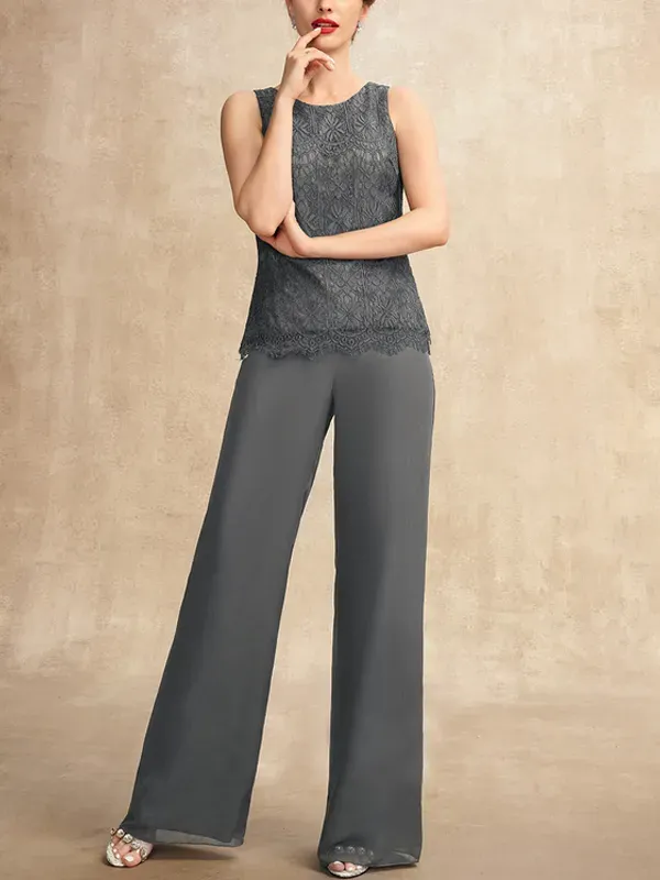 Lace vest top trousers three-piece suit
