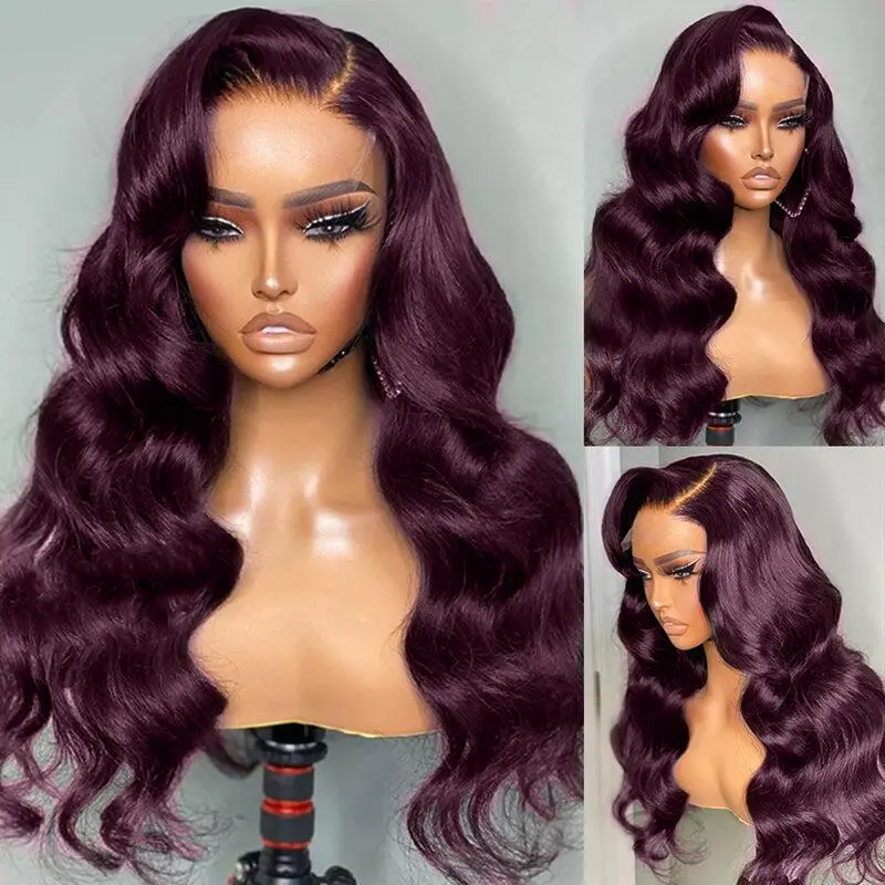 Hot Selling Sterly Hair Dark Purple Plum Body Wave Human Hair Wig BUG Colored Wigs