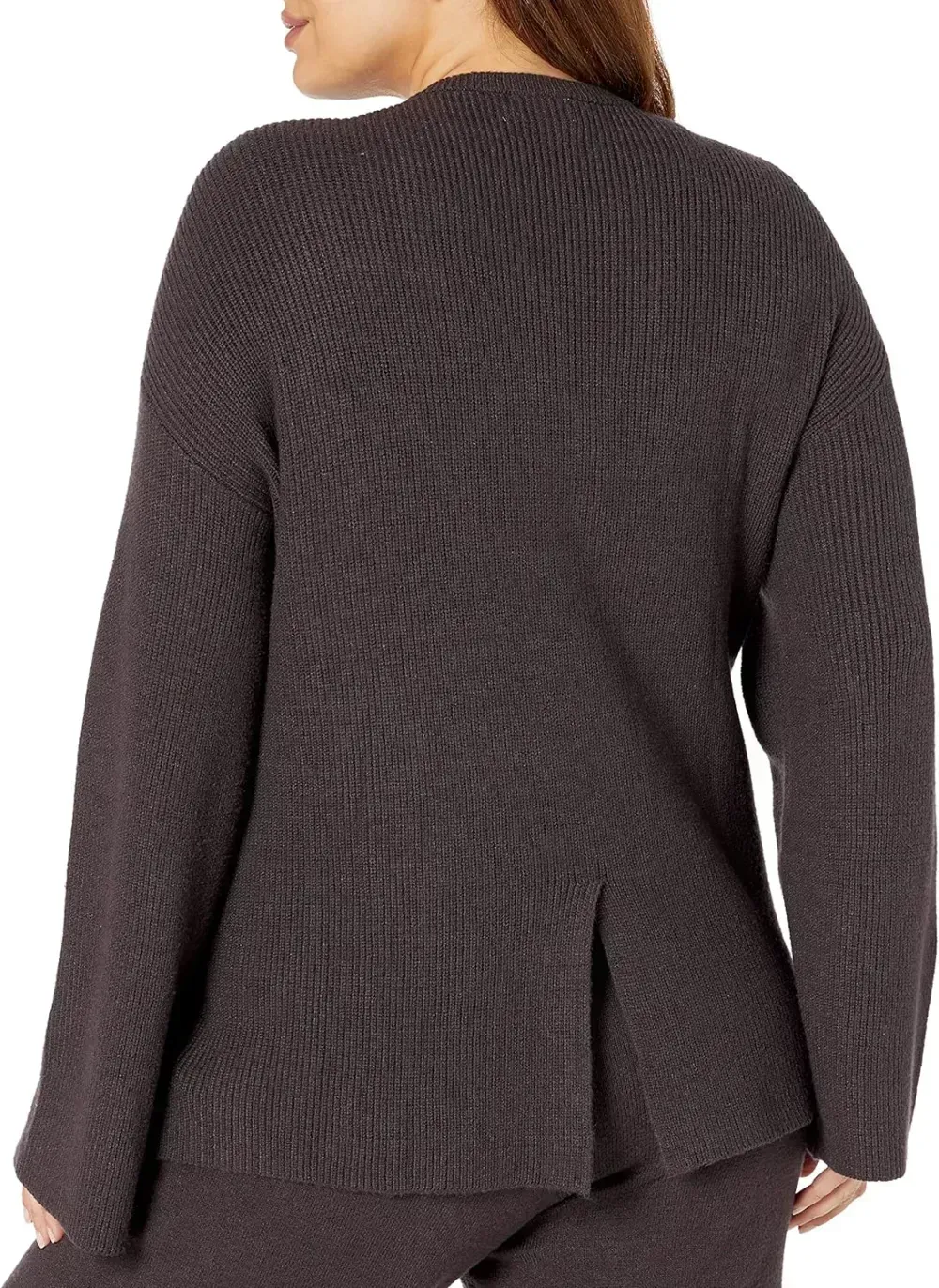 Women's Alice Crewneck Back-Slit Ribbed Pullover Sweater