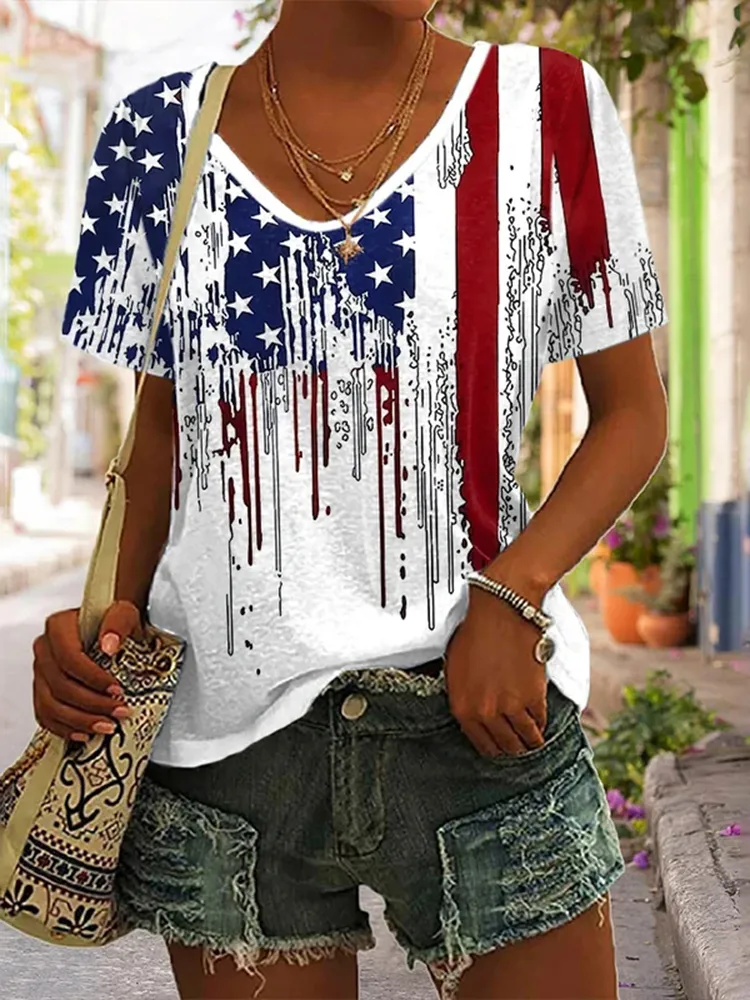 Women's Independence Day Printed Casual T-Shirt