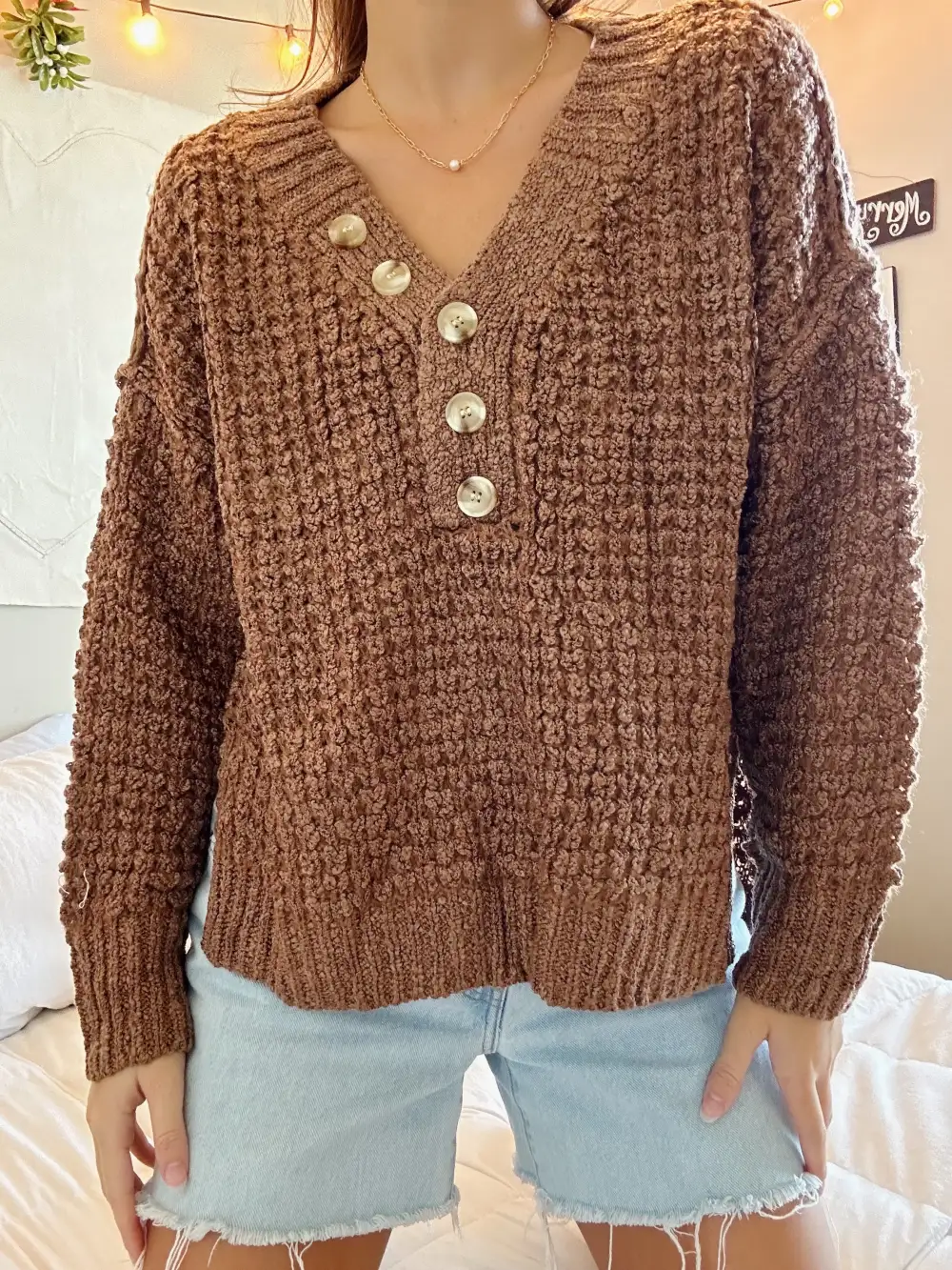 THERMAL HENLEY SWEATER