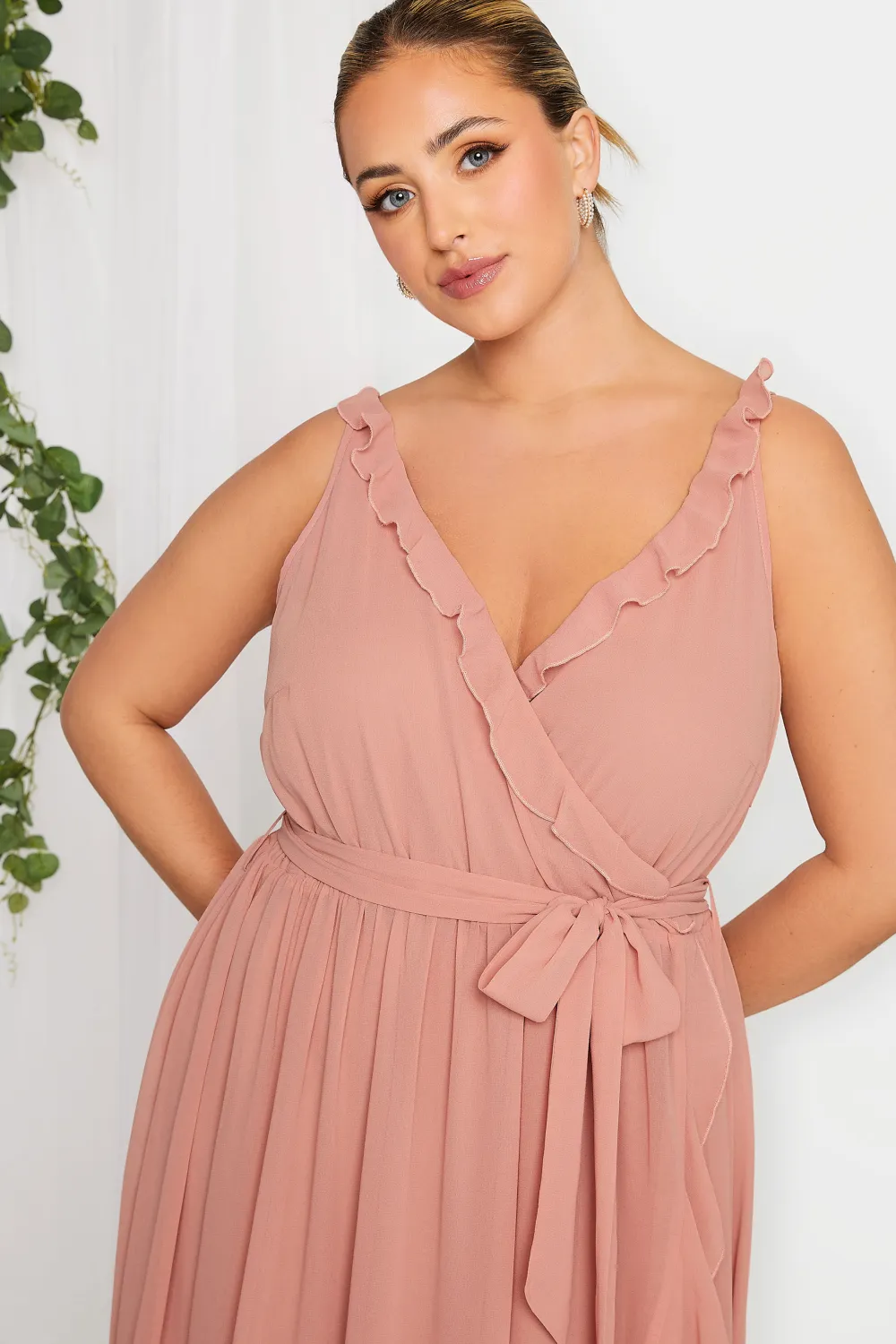 YOURS LONDON Curve Pink Ruffle Wrap Dress