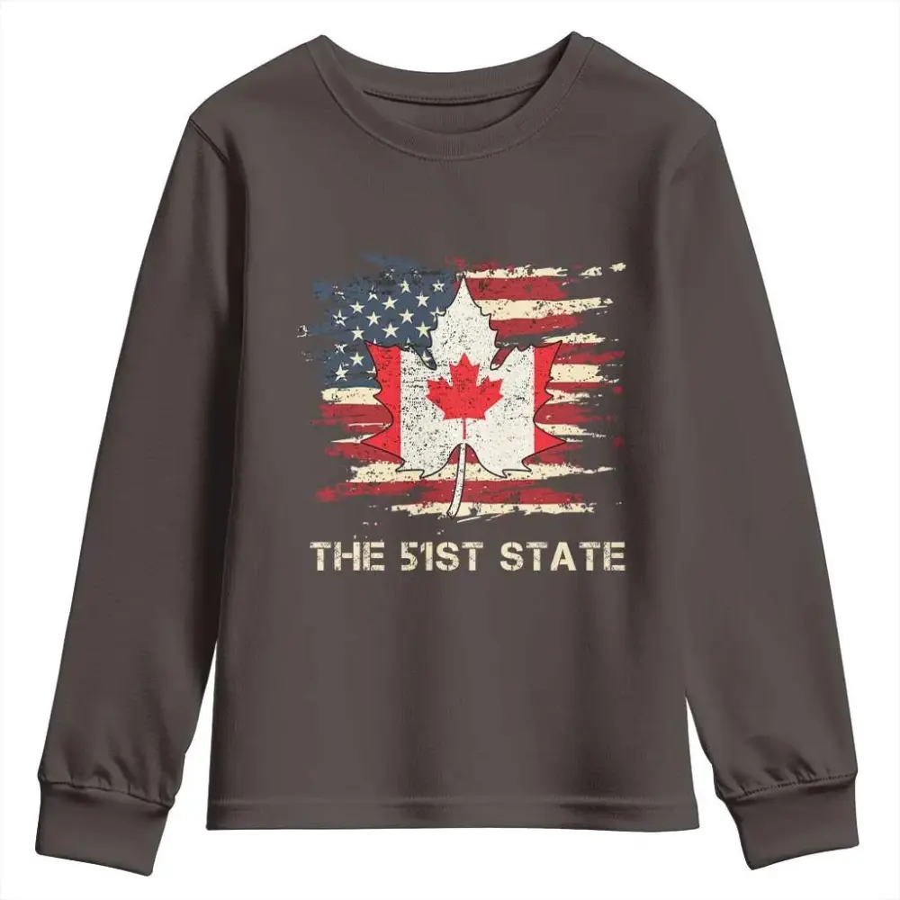 Canada The 51st State Youth Sweatshirt Canadian Maple American Flag TS09