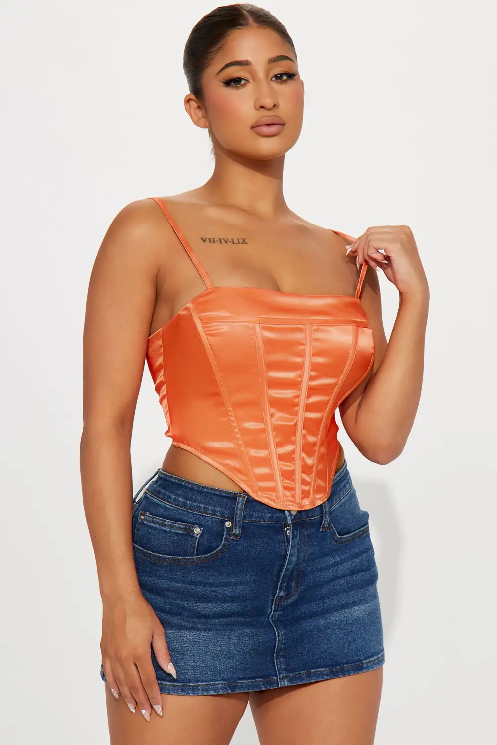 Zaidie Satin Corset Top - Coral