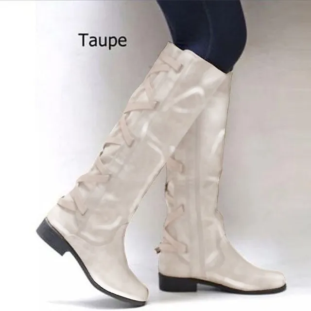 Women's Boots Biker boots Lace Up Boots Riding Boots Party Outdoor Knee High Boots Chunky Heel Fashion Classic Casual PU Solid Color dark brown claret Black