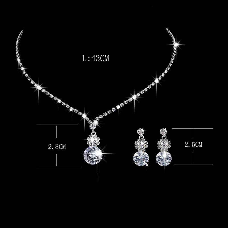 Full Diamond Sunflower Shiny Zircon Necklace and Earrings Set