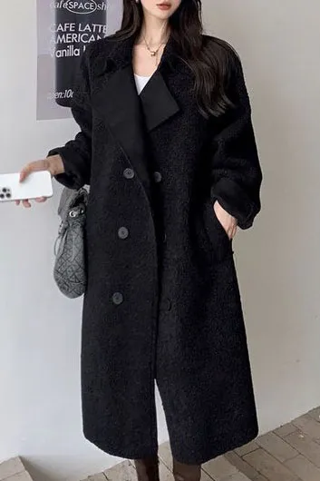 Solid Sherpa Belt Lapel Coat