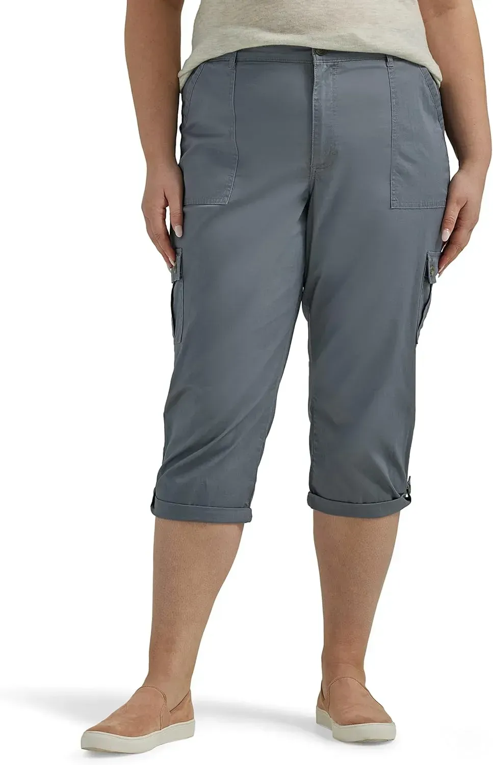 Lee Women's Plus Size Ultra Lux Comfort with Flex-to-go Cargo Capri Pant