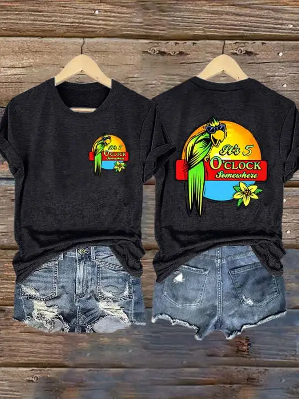 Retro 5 O'clock Print T-Shirt