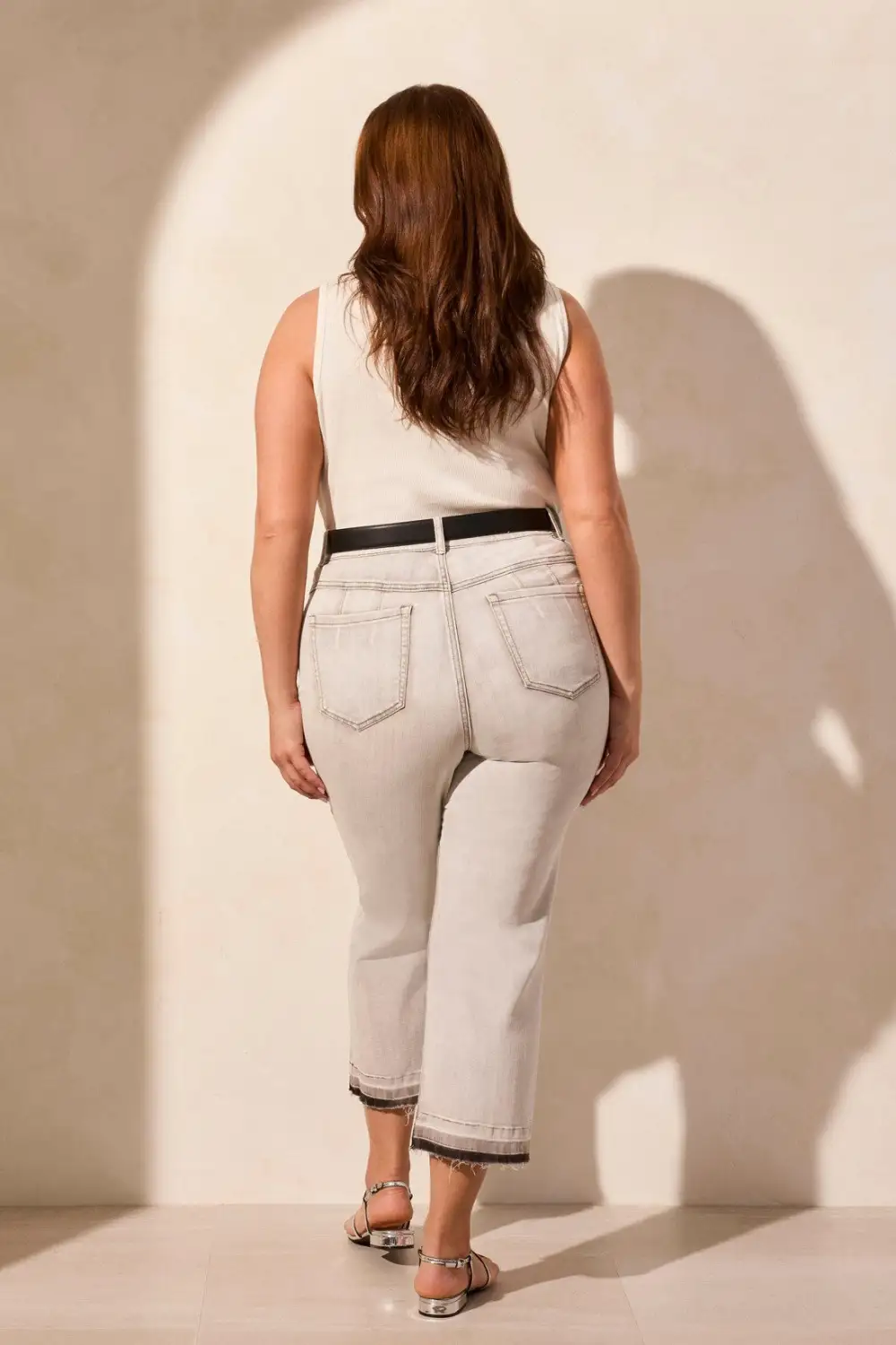 Sophia Curvy Comfort Stretch Micro Flare Crop Jeans-Shadowmist