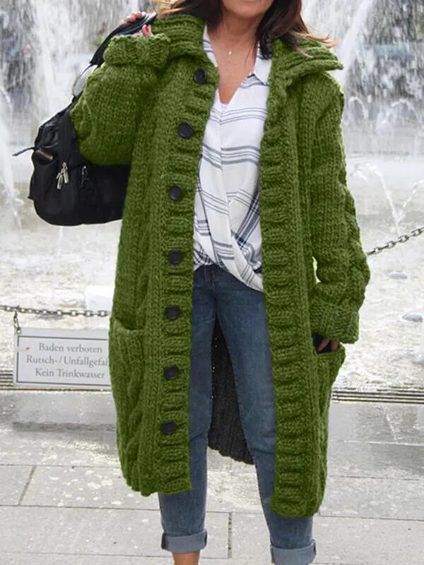 Cotton V Neck Long Sleeve Sweater Coat