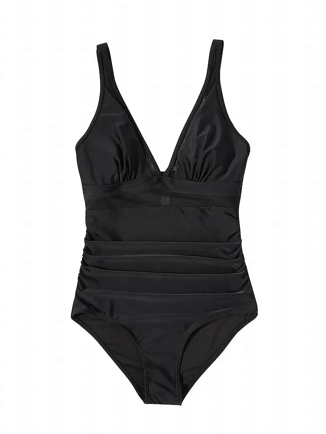 Women's Swimwear Bikini Normal Swimsuit Mesh Patchwork Solid Color Leopard Black White Army Green Khaki Bathing Suits Sexy Beach Wear Holiday