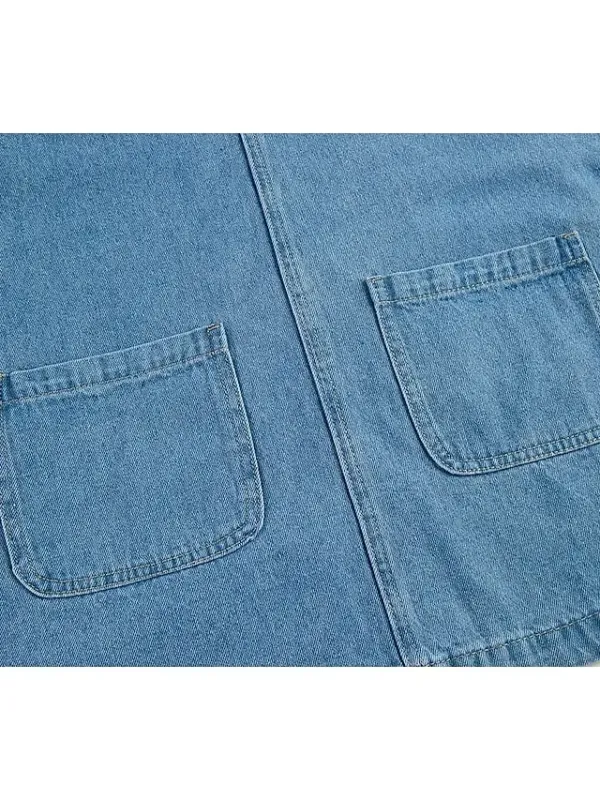 Women's Casual Dress Shift Dress Denim Overall Pinafore Dress Mini Dress Denim Fashion Modern Outdoor Daily Vacation U Neck Pocket Sleeveless Summer Spring 2023 Regular Fit Black Blue Gray Plain S M