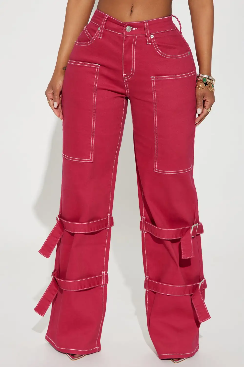 In My Memories Stretch Straight Leg Jeans - Raspberry