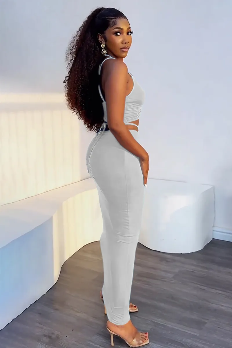 Ruched Crop Cami Bodcyon Maxi Skirt Matching Set