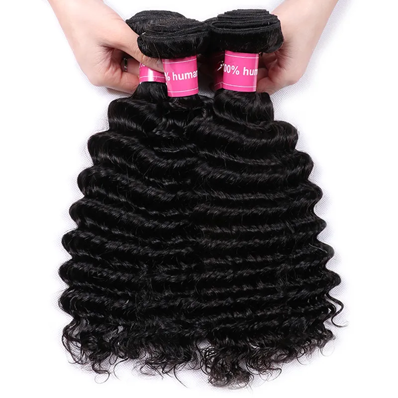 Sterly Undetectable HD Lace Closure 4x4 with 3 Bundles Deep Wave With Baby Hair
