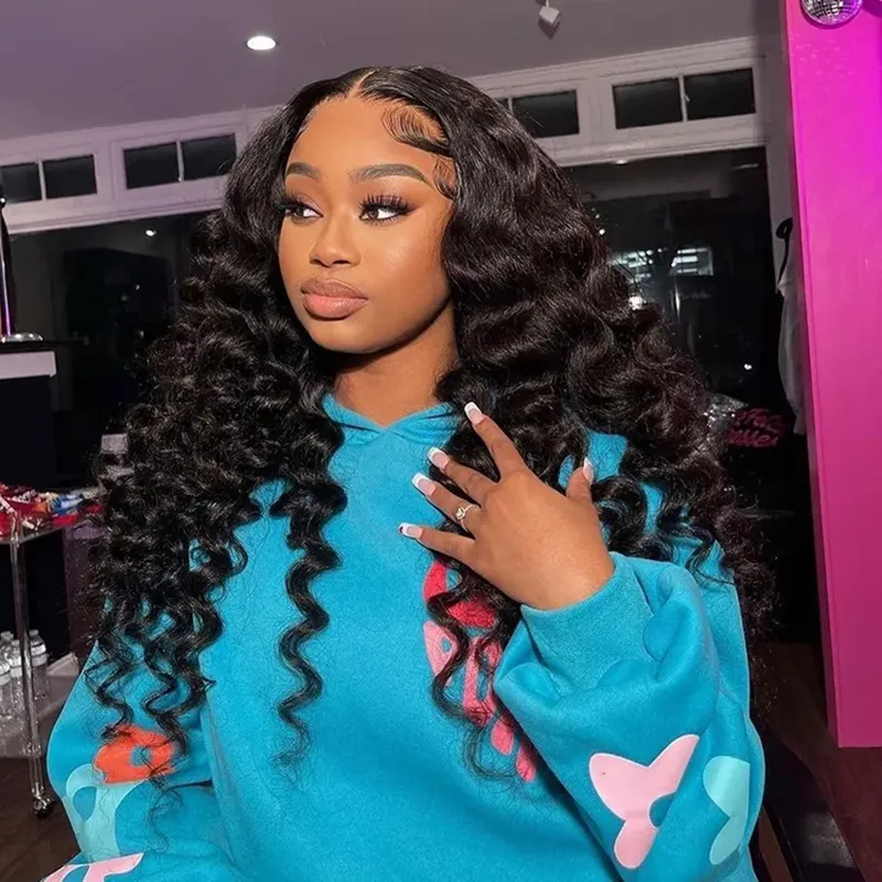 13x6 HD Lace Full Frontal Wig Undetactable HD Lace Loose Deep Wave Human Hair Wig