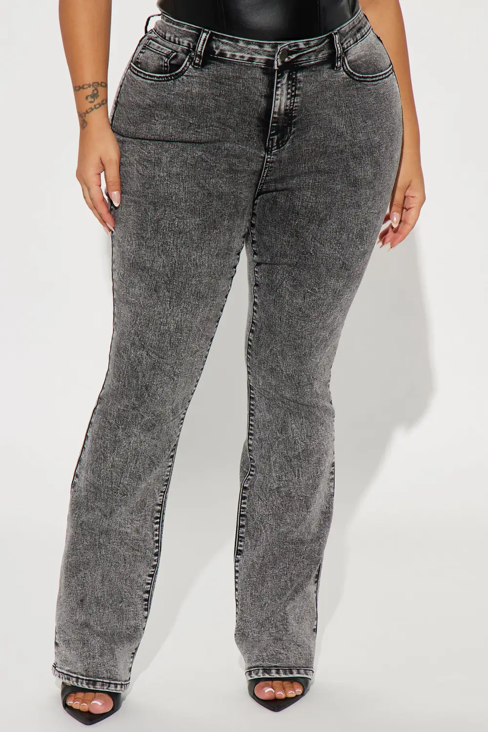 Flex Game Soft Stretch Bootcut Jeans - Acid Wash Black