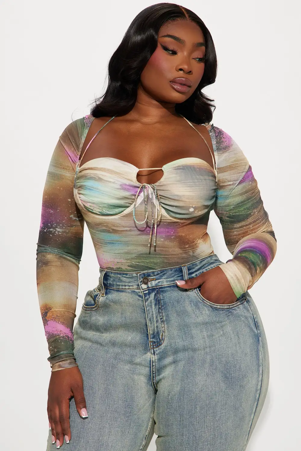 Venus Mesh Corset Top - Taupe/combo