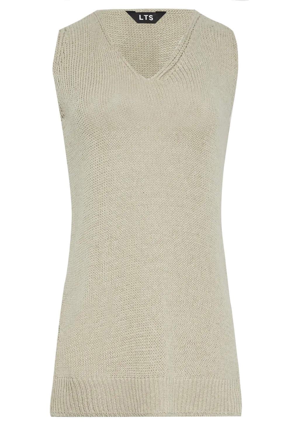 LTS Tall Stone Brown Knitted V-Neck Vest Top