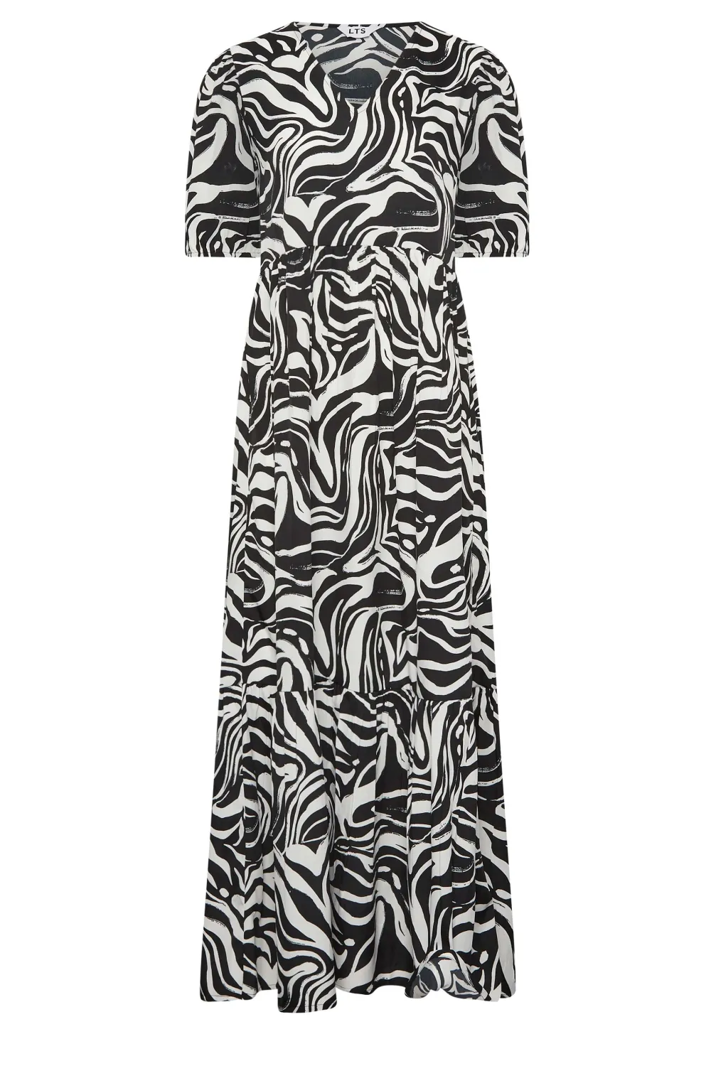 LTS Tall Black Marble Print Midi Dress