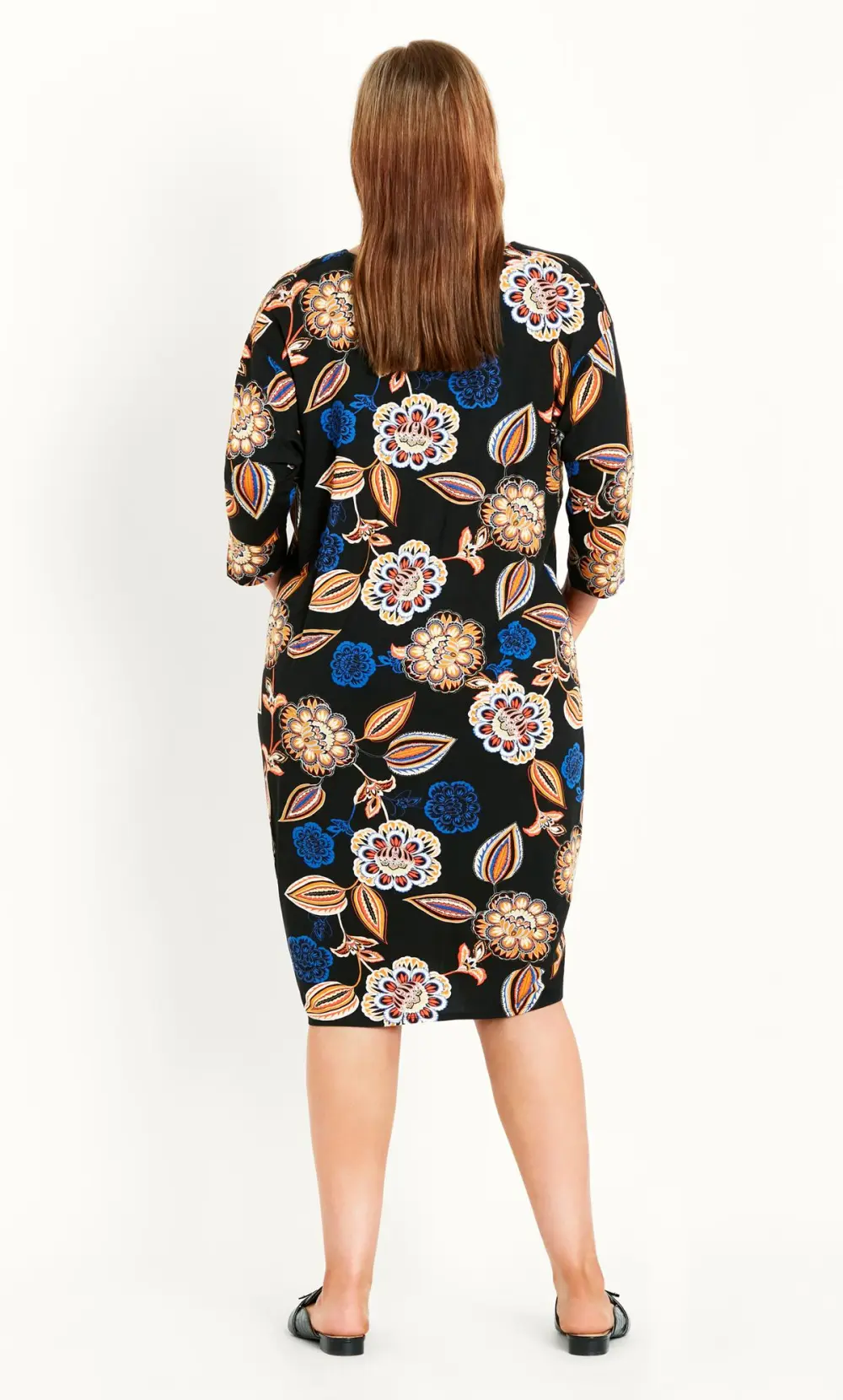 Evans Blue Paisley Mixed Print Pocket Dress