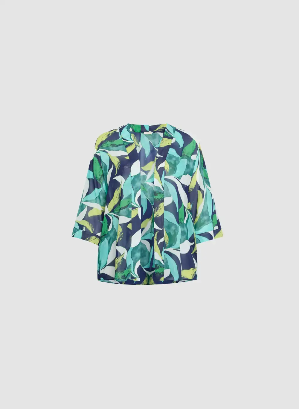 Tropical Print Open Cardigan