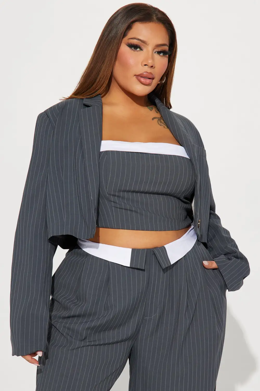It Girl 3 Piece Pant Set - Grey
