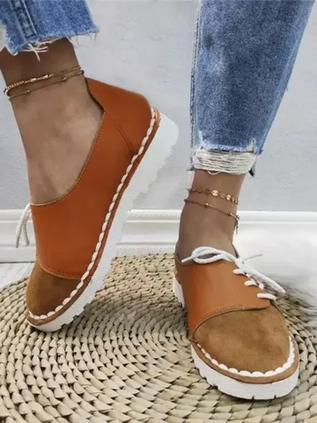 Women's Casual Vintage Round Toe Flats All Season Shoes