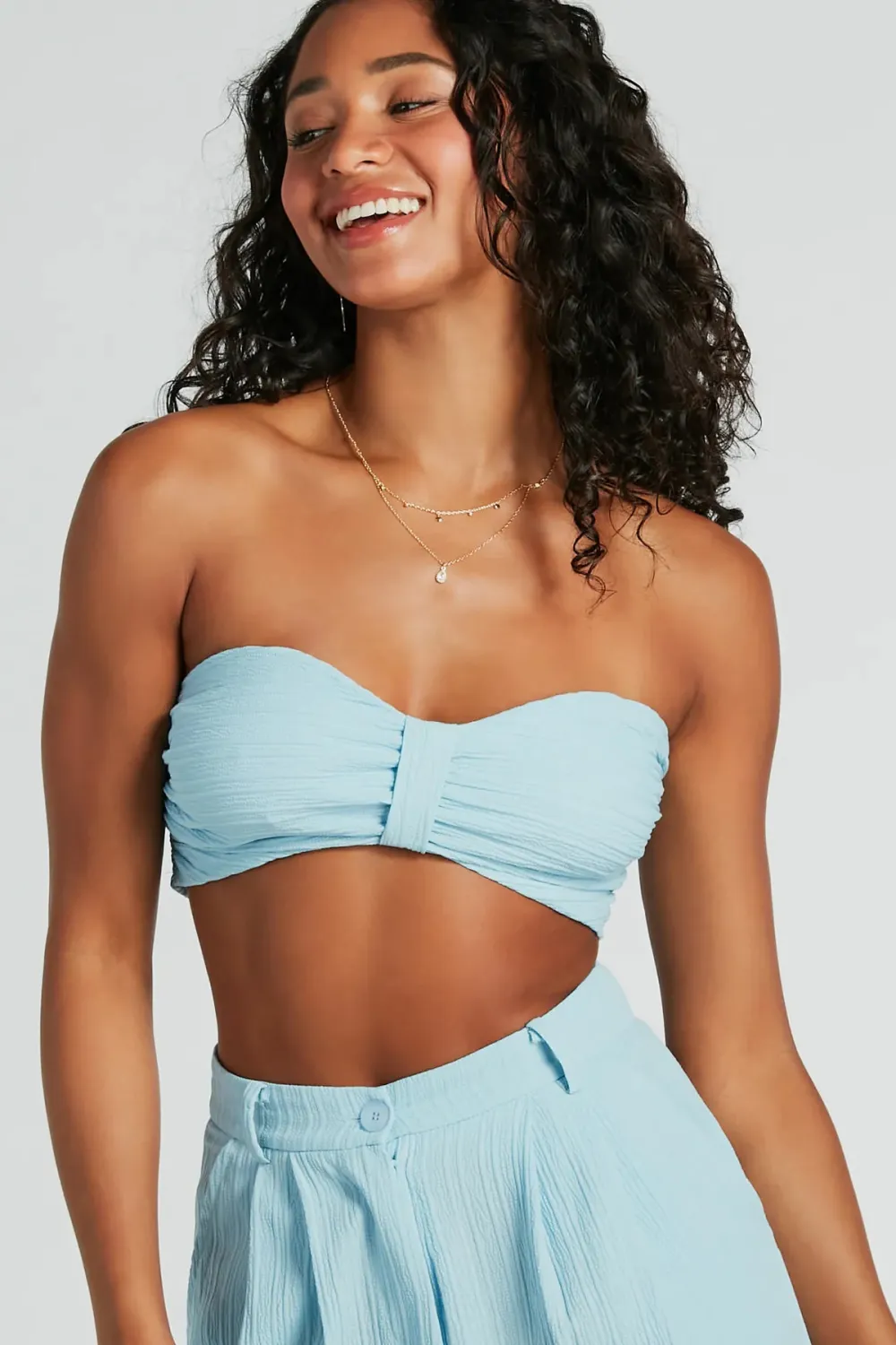 Endless Vacay Strapless Tube Crop Top And Pants Set