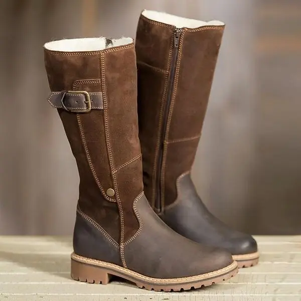 *Warm Ladies High Snow Shoes Leather Martin Boots