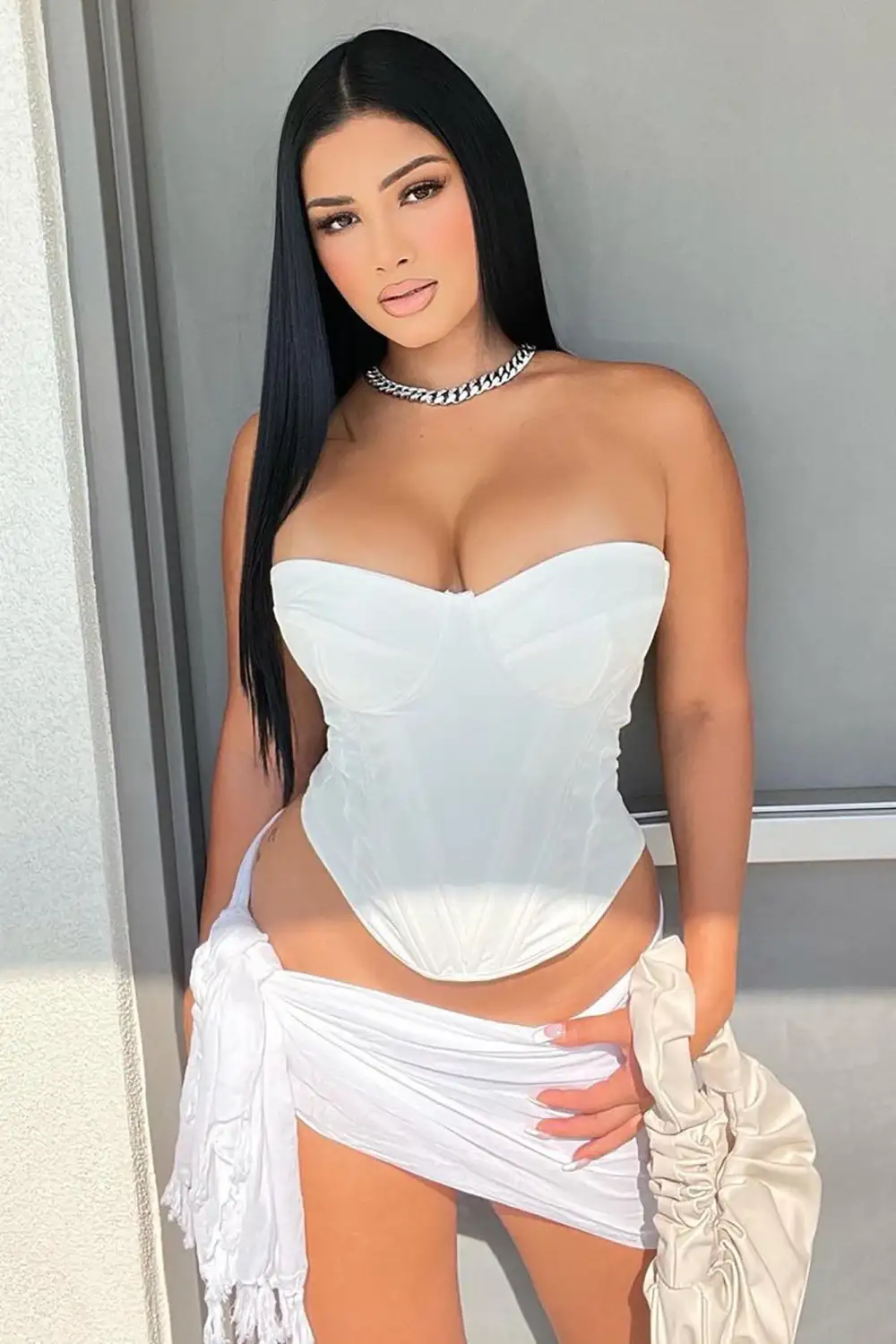 Bae For Tonight Faux Leather Corset Top - White