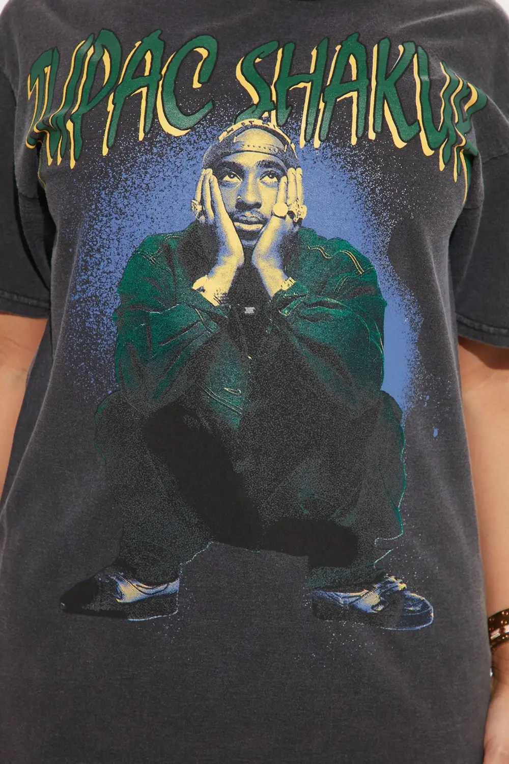 Tupac Shakur Washed T-Shirt - Charcoal